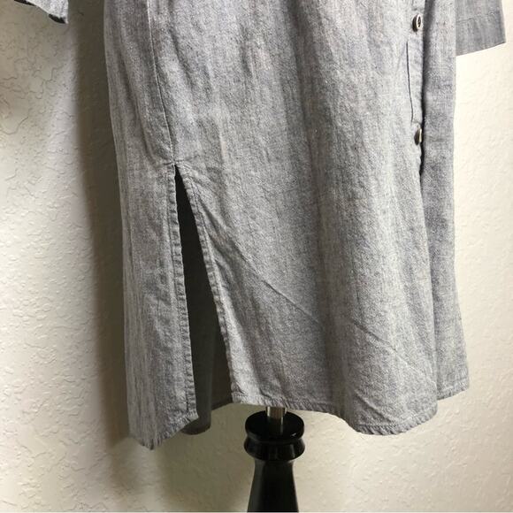 Anthropologie Holding Horses gray button front linen blend tunic top or dress 6 - Picture 4 of 13